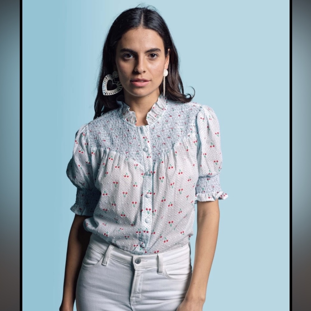 Cherry button down top